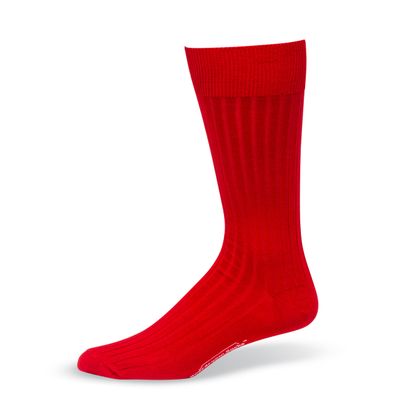 BoardroomSocks Cotton Dress Socks for Men, Mid-Calf Ribbed Dress Socks, Formal Business Socks, Red (1 Pair)
