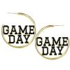 2025 Sports Game Day Hoop Earrings for Women, Metal Football/Rugby/Baseball/Basketball/Volleyball Team Sports Spirits Cheer Fan Outfit Gifts Round Statement Lightweight Accessories-Black view 1