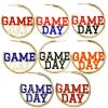2025 Sports Game Day Hoop Earrings for Women, Metal Football/Rugby/Baseball/Basketball/Volleyball Team Sports Spirits Cheer Fan Outfit Gifts Round Statement Lightweight Accessories-Black view 2