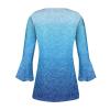 Oversized Button Up Shirts for Women Petal Sleeves V Neck T-shirt Pleated 3/4 Length Sleeve Womens Tops Ethnic Style Womens Summer Tops Printed Gradient Women's 3/4 Sleeve Shirts 2024 view 2