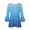 Oversized Button Up Shirts for Women Petal Sleeves V Neck T-shirt Pleated 3/4 Length Sleeve Womens Tops Ethnic Style Womens Summer Tops Printed Gradient Women's 3/4 Sleeve Shirts 2024 view 3