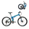 GIDUCTON 26 Inch Folding Mountain Bike, 21 Speed, Dual Disc Brakes, Full Suspension, High-Carbon Steel, for Adults/Men/Women (G4-26inch-Blue) view 1