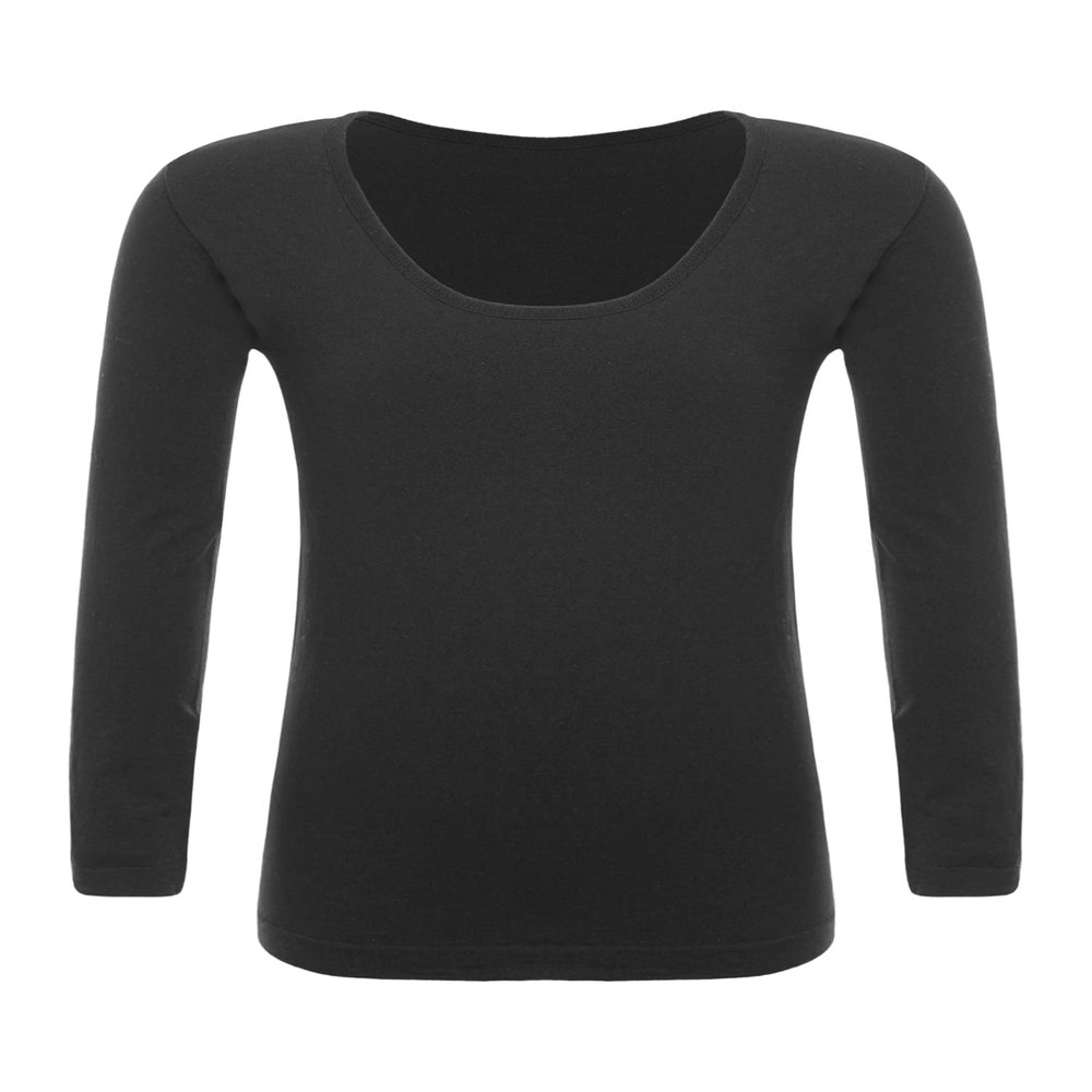 Fldy Kids Girls Fleece Lined Thermal Underwear Tops Long John Base Layer Gymnastics Ballet Dance Undergarments Shirt Thin Type A Black 2-4 Years