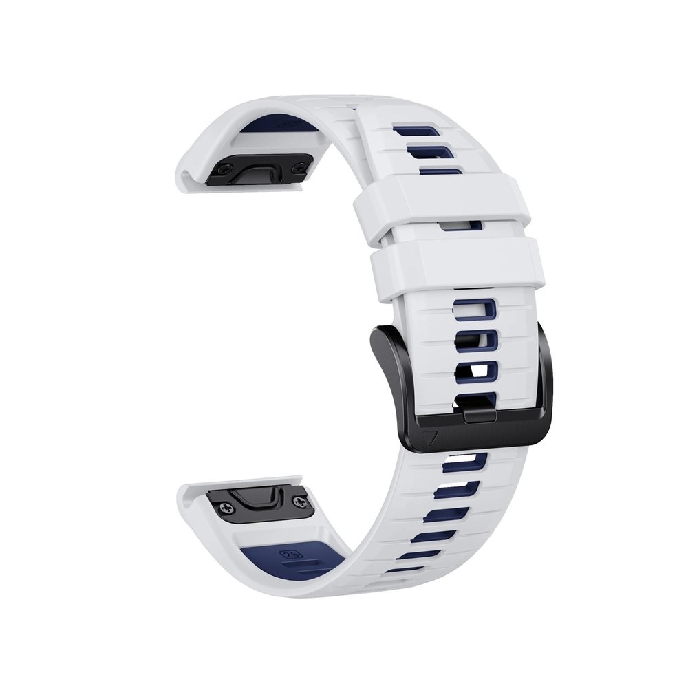 22 26MM Silicone Watchband Strap fit for Garmin/Fenix 7/7Pro/7X/6X/6 Pro/5X/5 Plus/Epix/Instinct WristStrap Replaceable Bracelet(White Dark Blue,22mm)