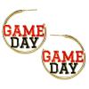 2026 Sports Game Day Hoop Earrings for Women, Metal Football/Rugby/Baseball/Basketball/Volleyball Team Sports Spirits Cheer Fan Outfit Gifts Round Statement Lightweight Accessories-Black Red view 1