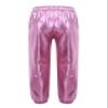 Manyakai Kids Girls Boys Shiny Metallic Dance Harem Pants Athletic Leggings Hip Hop Street Dancewear Pink 16 Years view 3
