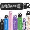 ShAxzHen Personalized Water Bottles for Kids with Straw Lid 40/32/24/18/12oz Custom Insulated Water Bottle Stainless Steel with Name Logo Customized Engraved Cups for School Sport Gym Icon Black view 1