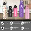 ShAxzHen Personalized Water Bottles for Kids with Straw Lid 40/32/24/18/12oz Custom Insulated Water Bottle Stainless Steel with Name Logo Customized Engraved Cups for School Sport Gym Icon Black view 3