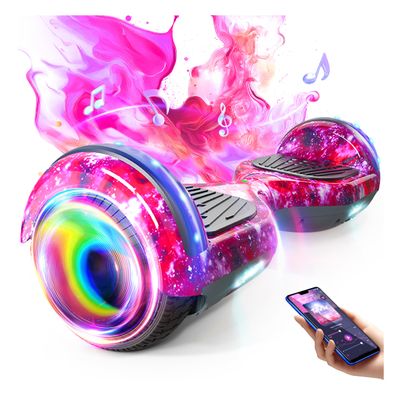 SISIGAD Scooter, Electric Scooters with Bluetooth & 6.5" Flash Wheels & LED Headlights Fender Lights, All Terrain for Girls Boys Kids Ages 5+