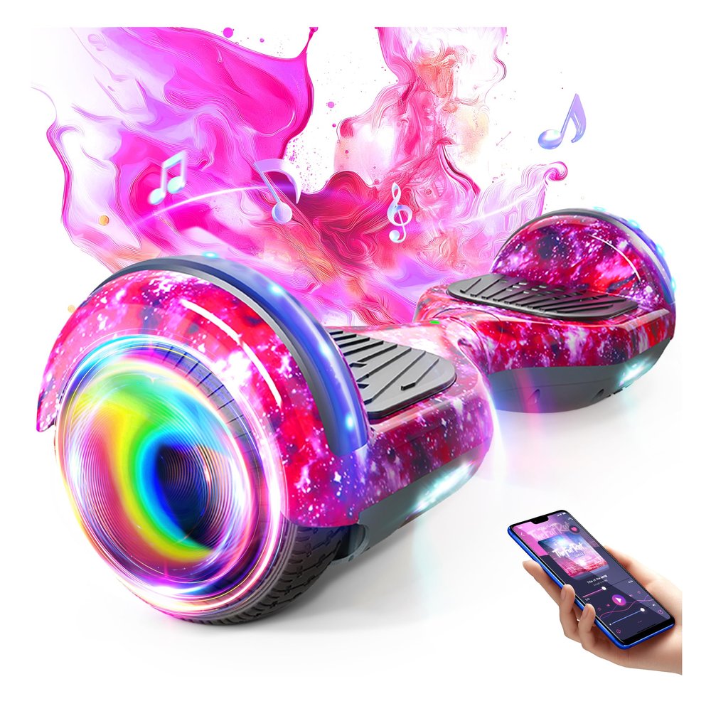 SISIGAD Scooter, Electric Scooters with Bluetooth & 6.5" Flash Wheels & LED Headlights Fender Lights, All Terrain for Girls Boys Kids Ages 5+