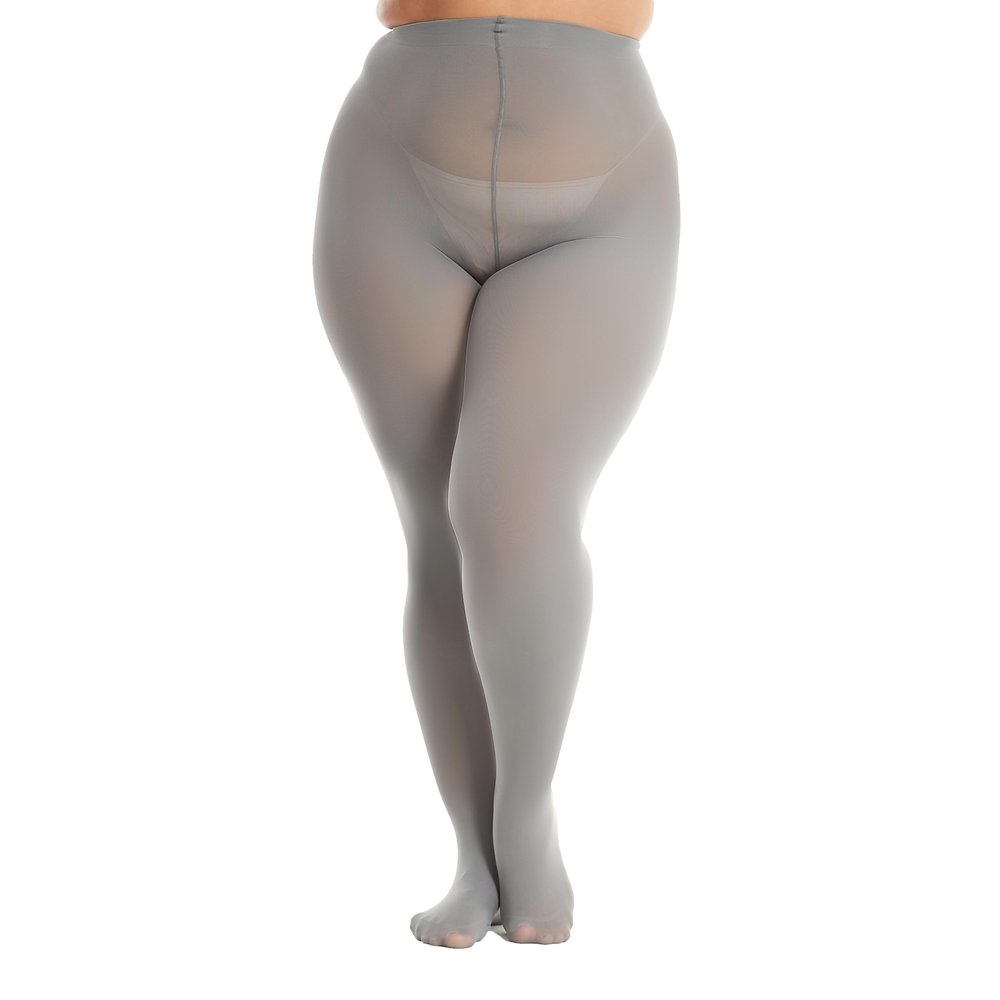 Frola Plus Size Tights for Women Semi Opaque Control Top High Waist Stockings 60 Denier Women's Pantyhose(XX-Langer,Steel)
