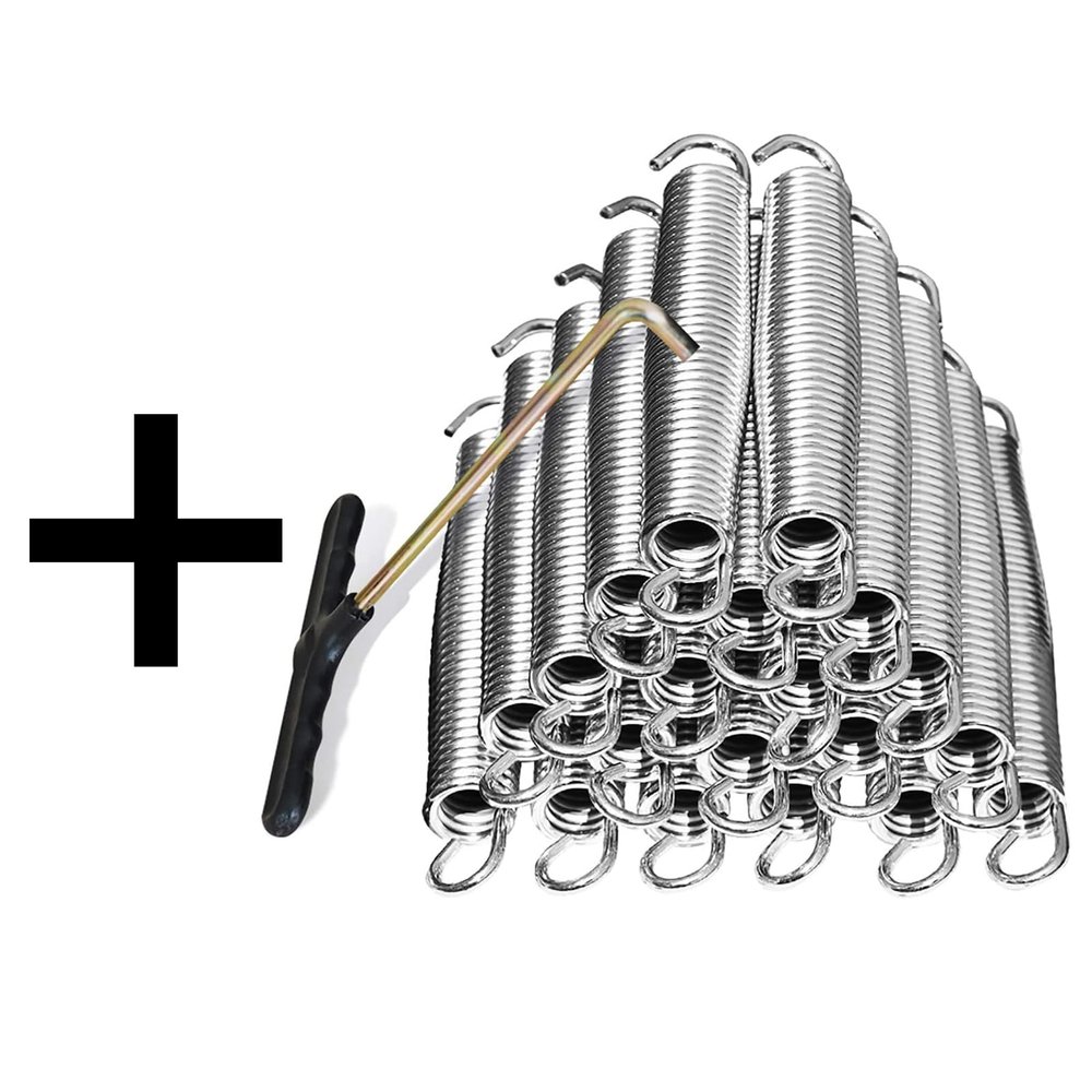 Eurmax USA Universal Easy-to-Assemble 3 Steps Trampoline Ladder and 7 inches Heavy Duty Trampoline Springs