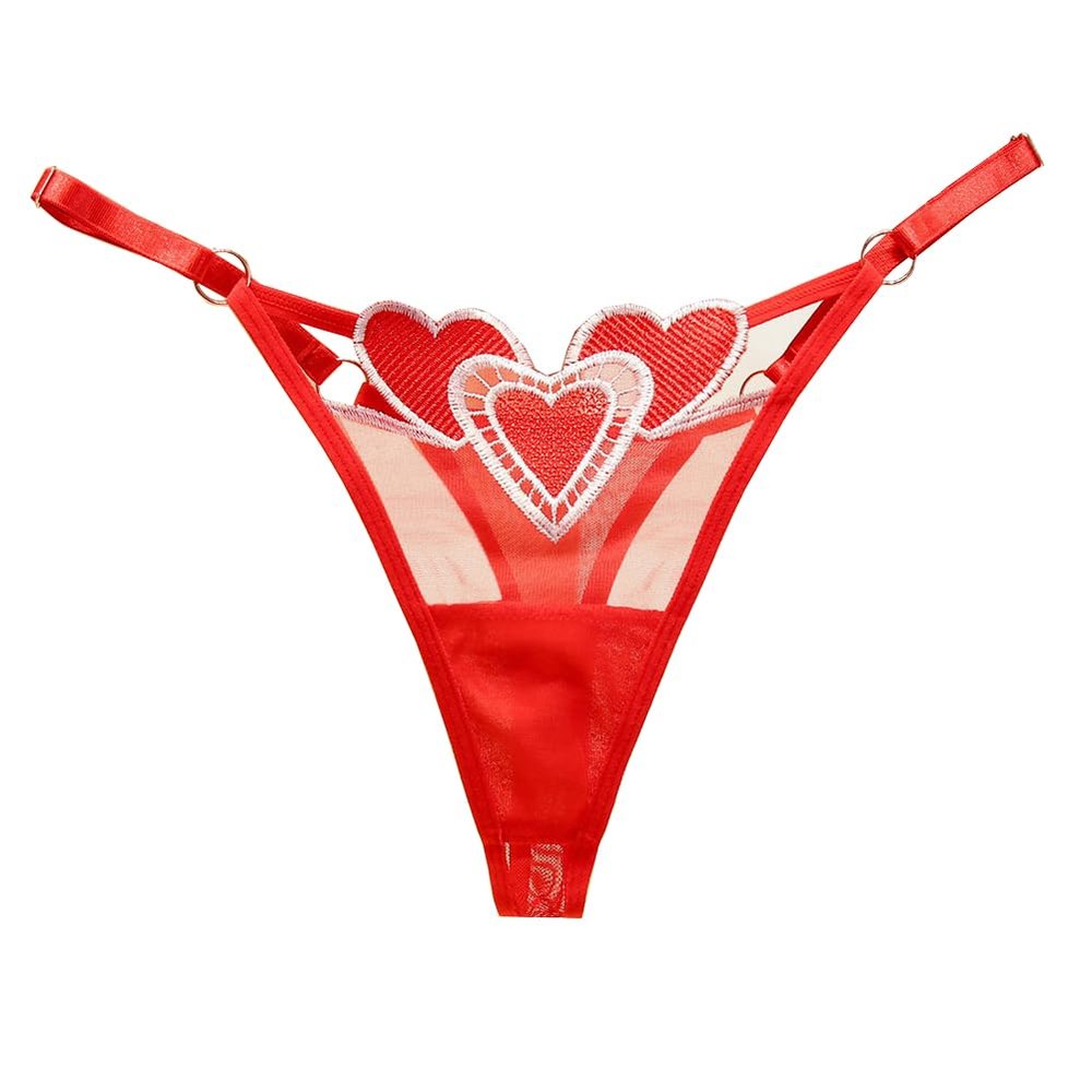 abandi Lace G-String Thongs for Women Adjustable One Size Low Rise Underwear Sexy T-back Thong Panties,Sweetheart Red