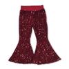 Yawoo Haan Shinny Baby Girls Bell Bottom Sequins Pants Maroon view 1
