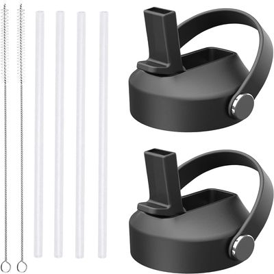 2 Pack Straw lid for Hydroflask Wide Mouth Water bottle,Flex Straw Lid compatible with Hydro Flask 12 16 18 20 32 40 64 oz,Sports Straw Cap Flip Top Lid Water Bottle Lid Accessories