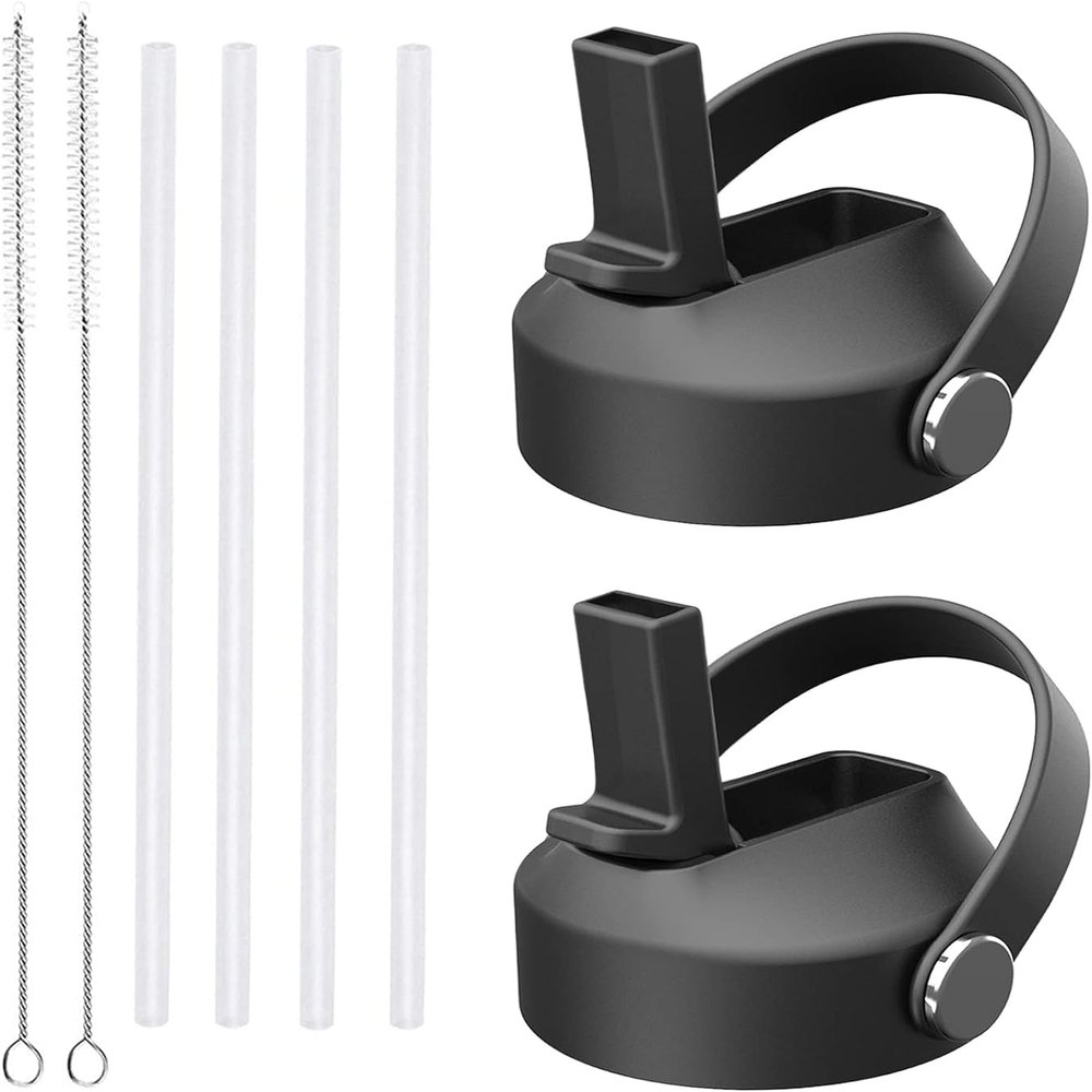 2 Pack Straw lid for Hydroflask Wide Mouth Water bottle,Flex Straw Lid compatible with Hydro Flask 12 16 18 20 32 40 64 oz,Sports Straw Cap Flip Top Lid Water Bottle Lid Accessories