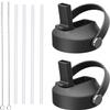 2 Pack Straw lid for Hydroflask Wide Mouth Water bottle,Flex Straw Lid compatible with Hydro Flask 12 16 18 20 32 40 64 oz,Sports Straw Cap Flip Top Lid Water Bottle Lid Accessories view 1