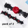 Miaband Wedding Garters 2Pcs Black Rhinestones Garters Belt Elegant Lace Bridal Leg Garters Bridal Bridesmaids Accessories for Women view 2