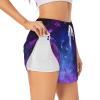 DRTGEDS Blue Galaxy Womens 2 In1 Running Athletic Workout Yoga Shorts with Pockets S M L XL XXL XXXL view 1
