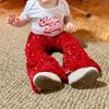 Yawoo Haan Shinny Baby Girls Bell Bottom Sequins Pants Red view 2