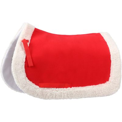 Abbylike Christmas Horse Saddle Pad Red Saddle Pad Santa Saddle Pad with Faux Fur Trim for Horses Under Saddle, Dressage, Jumping & Training