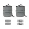 2 Pairs Elastic Sneaker Laces with Press Lock No Tie Needed for Adults Kids 8MM Wide Flat Rubber Shoelaces Easy Slip-On and Off(Light gray) view 1