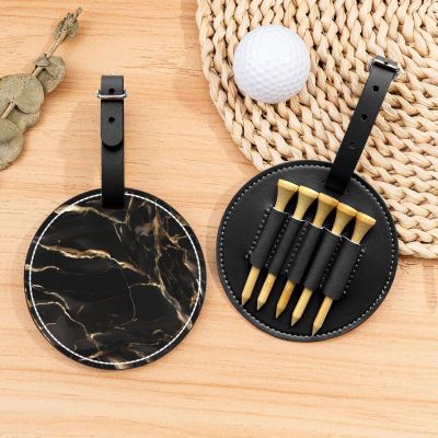 Black Gold Marble Golf Tees Organizer Bag - Versatile Black Belt-Clip Design Sports Accessory, Perfect for Court & Club Stand