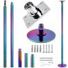 Permanent Dance Pole with Fixed Plate Dancing Pole for Home Dance Pole with Ceiling Mount And Extension Accessories More Safety And Stability 45Mm Competition Stripping Pole ,Colorfu,9.5~9.8FT view 1