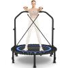 ANCHEER 40" Foldable Mini Trampoline - Max Load 350lbs - 450lbs Indoor Trampoline - with 4 Level Adjustable Foam Handle and Resistance Bands - Adult Exercise Trampoline for Home, Gym and Garden(Blue) view 1