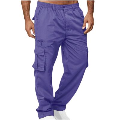 Rkwins Cargo Pants for Men Big and Tall Athletic Pants Loose Baggy Pants Straight Leg Sweatpants Outdoor Hiking Pants C-Purple