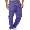 Rkwins Cargo Pants for Men Big and Tall Athletic Pants Loose Baggy Pants Straight Leg Sweatpants Outdoor Hiking Pants C-Purple view 1