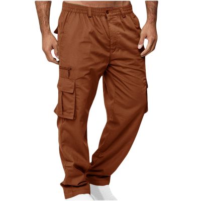 Rkwins Cargo Pants for Men Big and Tall Athletic Pants Loose Baggy Pants Straight Leg Sweatpants Outdoor Hiking Pants C-Brown