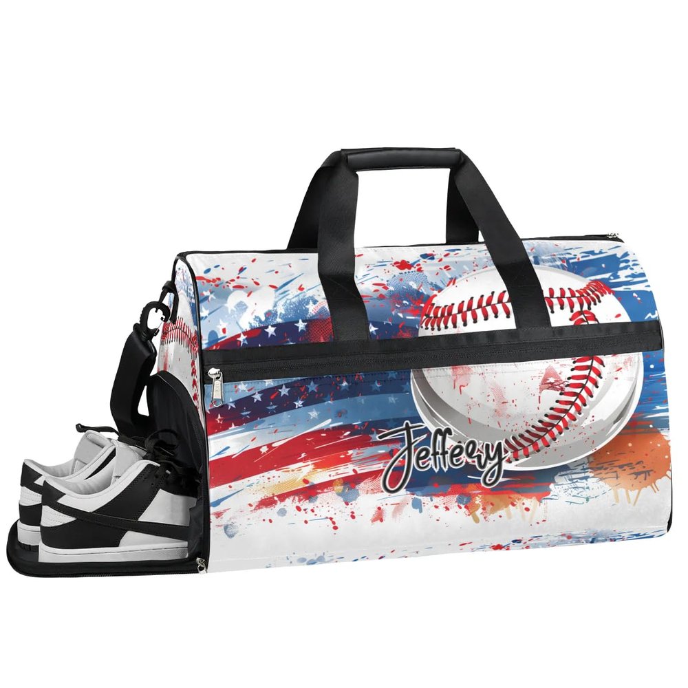 Custom Large Duffel Bags for Men Women Overnight Bags Adults Gym Duffel Bag for Training Soccer Swim Yoga Travel Flag