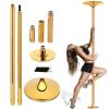 RUJYSLTO Dance Pole Spinning Static for Beginner, Permanent Chrome Stripper Pole for Living Room/Bedroom, Heavy Duty Plus Size Women,Safety Dancer Grab Poles Kit, Loads 440Lbs,Gold,9~9.5FT view 1