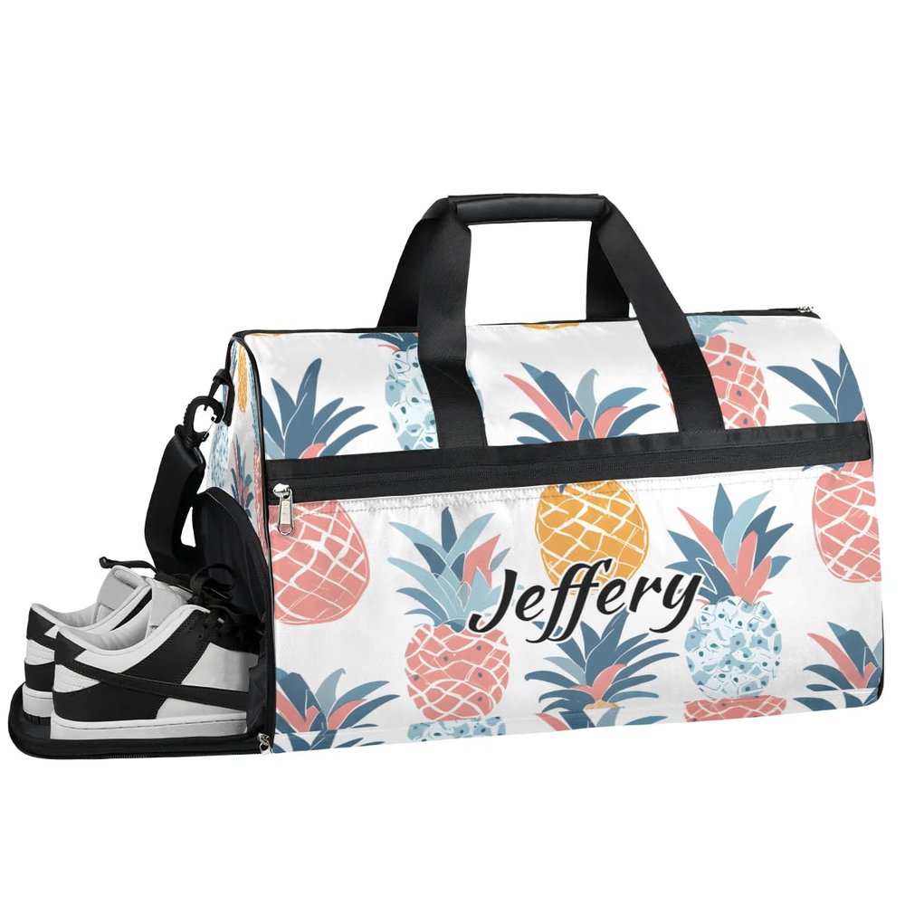 Customizable Large Gym Duffel Bag for Men Women Football Bags for Equipment Weekender Carry on Duffle Bags Pineapple