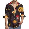 Farmhouse Rooster Chicken Hen Men's Long-Sleeve Button Down Shirts Hawaiian Beach Shirt Casual Blouse Top 3XL view 1