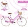 Arbacipher 24 Inch Girls Bike for Kids Ages 10+Years, Single Speed Kids' Bicycles with Basket, Kids Beach Cruiser Bike with Front V-Type Brake + Rear Reverse Brake (Pink) view 3
