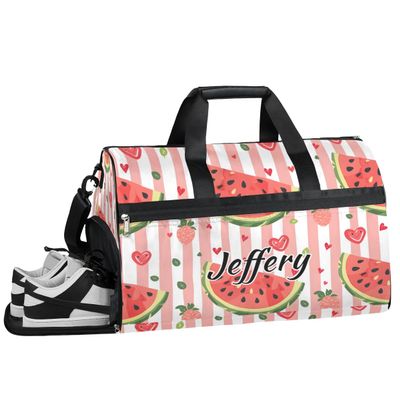 Custom Large Duffel Bags for Men Women Overnight Bags Adults Gym Duffel Bag for Training Soccer Swim Yoga Travel Watermelon