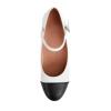 Asyusyu Character Shoes for Women Dance Shoes,Stylish Ankle Strap Low Heels for Ballroom,Salsa,Tango-9,White&Black view 2