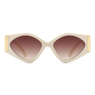 helena Irregular Big Frame Vintage Sun glasses Woman Luxury Oversized Sunglasses Cat eye Fashion Women S67 (beige)
