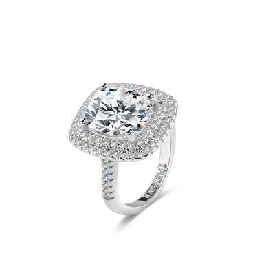 14K Gold Plated Sterling Silver Colored CZ Stones Stackable Ring | Simulated Diamond Eternity Bands for Women Jewelers 3.5-Carat Cut Square Wedding Engagement Bride Diamond Ring(US Code-10)