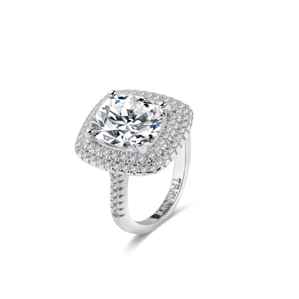 14K Gold Plated Sterling Silver Colored CZ Stones Stackable Ring | Simulated Diamond Eternity Bands for Women Jewelers 3.5-Carat Cut Square Wedding Engagement Bride Diamond Ring(US Code-10)