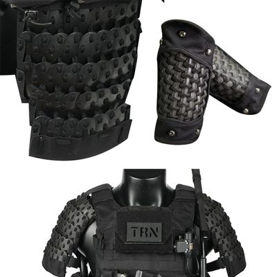 Domiuie Tactical Armor Set, Samurai Tactical Armor Full Set (1Pair x Shoulder Armors, 1 x Crotch Protector, 1Pair x Bracers), 500D Medieval Warrior Protector Equipment (without Vest), Black