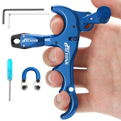 Bow Release for Compound Bow,Aluminum 360Rotatable Blue 4 Finger Archery Thumb Release Trigger,Thumb Release for Compound Bow Release,Bow Thumb Release,Archery Release Aids for Youth or Adults