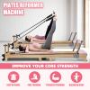 Pilates Reformer Home Equipment All-in-One Rubber Wood Foldable Pilates Bed Exercise Strength Training Foldable Reformer Equipment for Studio Home Gym Yoga Exercise Silent Pilates Chair - Pink view 2