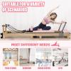 Pilates Reformer Home Equipment All-in-One Rubber Wood Foldable Pilates Bed Exercise Strength Training Foldable Reformer Equipment for Studio Home Gym Yoga Exercise Silent Pilates Chair - Pink view 3