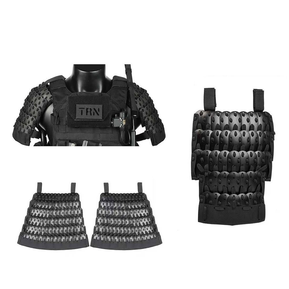 Domiuie Tactical Armor Set, Samurai Tactical Armor Full Set (1Pair x Shoulder Armors, 1 x Crotch Protector, 1Pair x Short Skirt Armor), 500D Medieval Warrior Protector Equipment (without Vest), Black