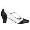 Asyusyu Character Shoes for Women Dance Shoes,Stylish Ankle T-Strap Heels for Ballroom,Salsa,Tango-5,White&Black view 2