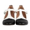 Asyusyu Character Shoes for Women Dance Shoes,Stylish Ankle T-Strap Heels for Ballroom,Salsa,Tango-5,White&Black view 4