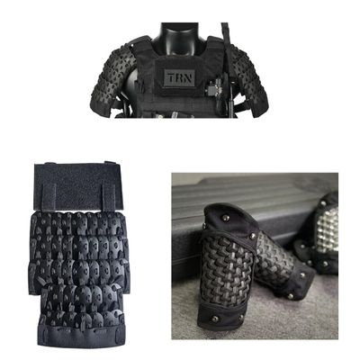 Domiuie Tactical Armor Set, Samurai Tactical Armor Full Set (1Pair x Shoulder Armors, 1 x Crotch Protector, 1Pair x Bracers), 500D Medieval Warrior Protector Equipment (without Vest), Style 2, Black